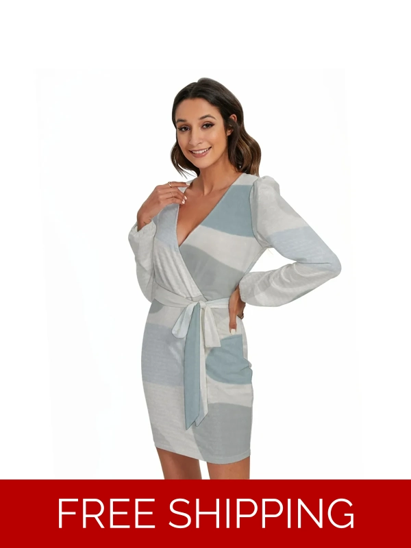 Motiff Long Sleeve Dress with Waist Belt